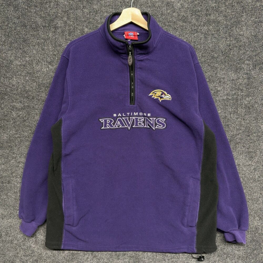 Vintage Baltimore Ravens Reebok Fleece Pullover Quarter Zip Jacket Mens XL Y2K